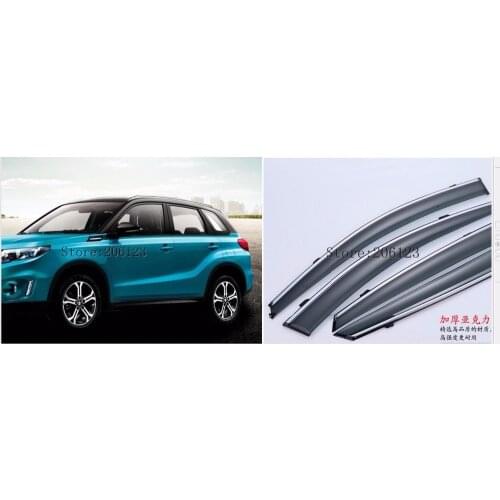 Free shipping for Suzuki Vitara 2016 2017 2018 body styling Stick lamp plastic Window glass Wind Visor Rain/Sun Guard Vent 4pcs