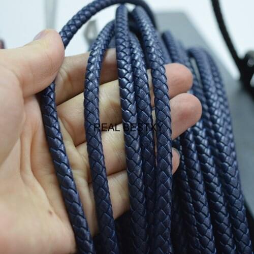5m/Lot Approx: 6mm Round Genuine Braided Leather Rope String Cord For Jewelry Making DIY Bracelet Necklace Craft Jewelry Strands