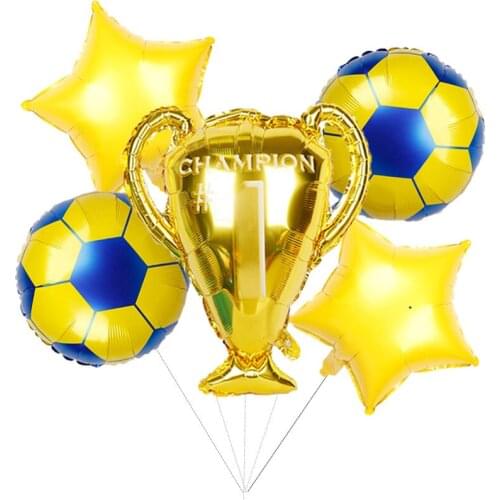 5pcs/set Golden Trophy Sport Foil Balloons Basketball Football Boy Birthday Party Decors Sports Meet Globes Baby Shower Supplies
