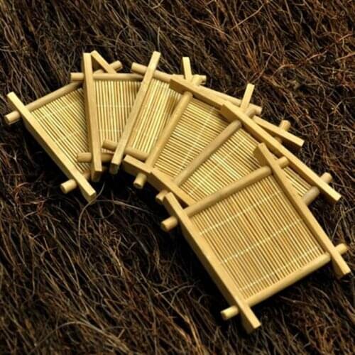 6 Pcs/lot Bamboo Tea Cup Mat Square Handmade Cup Mat For Kungfu Tea Set Classic Coasters Pastoral Tea Tools Home Decoration