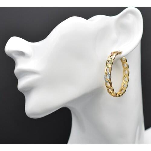 925 Silver Fashion Big Geometric Shape Round Micro Densely Paved Rainbow Color Cubic Zirconia Earrings Can Be Customized