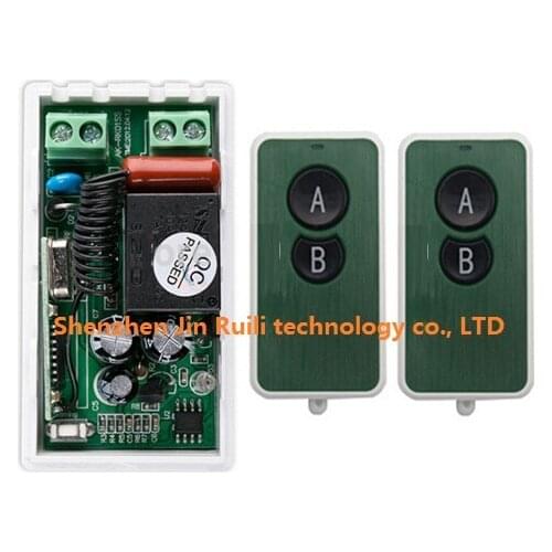 AC220V 10A 2CH Wireless RF Remote Control Switch 2* Ultra - thin acrylic Transmitter+ 1*Receiver for Appliances Gate Garage Door