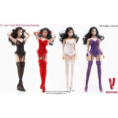 1/6 scale figure doll accessories Lace Corset with Gartering Stockings for 12" Action figure doll,head and body are not included
