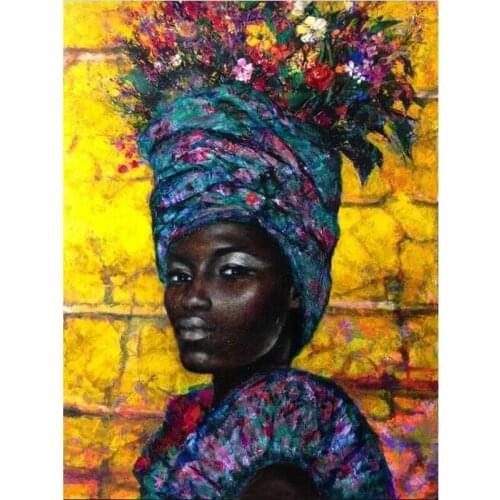 Diamond painting cross stitch square drill resin rhinestone Diamond embroidery African woman crafts mosaic Needlework pattern