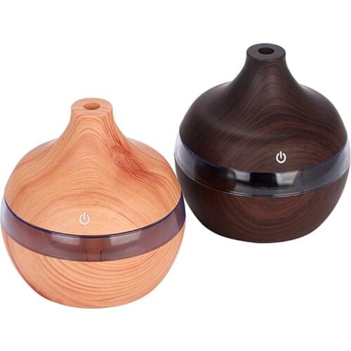 300ml Aroma Diffuser USB Humidifier Ultrasonic Aromatherapy Essential Oil Diffuser Wood-grain Aroma Mist Make With LED Light