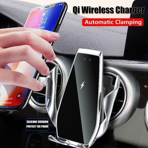 Automatic Clamping Car Phone Holder 360° Rotation Charging Phone Holder Wireless Charger Mount fit for 4.5-7.2inch Mobile Phone