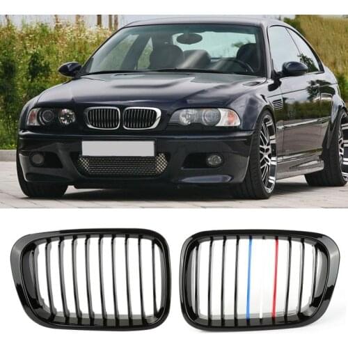 Car Styling High Quality Front Kidney Hood Grille Gloss Black M Color For BMW E46 4D Sedan '1998-'2001