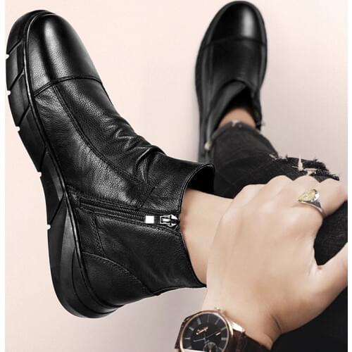 Ankle Boots Men Warm Snow Boots Winter Lace-up Solid Men Shoes 2020 New Arrival Fashion Flock Plush Winter Boots Men Flat Shoes