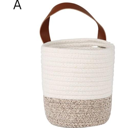 Home Decor Flower Pot Planter Bucket Hanging Storage Basket Woven With Handle Cotton 1PC Organizer Garden Wall Decoration