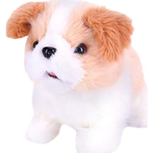 Electronic Pet Dog Yellow Soft Electric Simulation Childrens Toy Malta Puppy Plush Toy Will Bark And Walk Puppy Boy Girl Toys