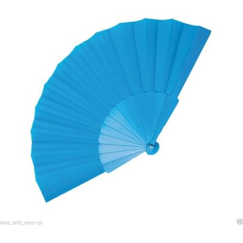 [ Fly Eagle ] Blue Plain Designer Japanese Chinese Fabric Hand Fan Wedding Party Prom Gift