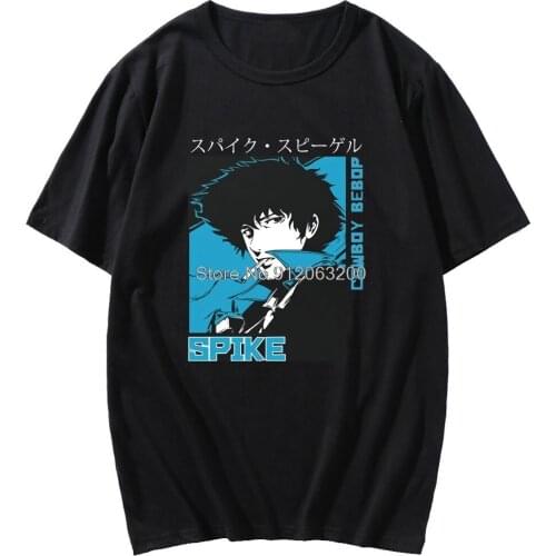 Japanese Anime 90s Classic Cowboy Bebop Short Sleeve Men Fashion T-shirt Spike Spiegel Print Devil Tshirt Man Harajuku Gift