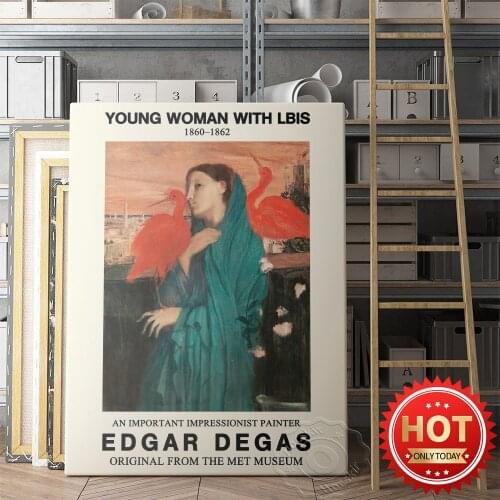 Impressionist Painter Edgar Degas Metropolitan Museum Exhibition Poster, Edgar Young Woman With Ibis Art Works Mural, Wall Art
