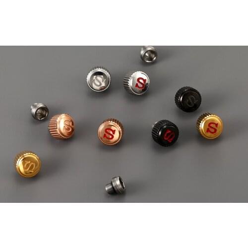 Mod Shark007 SKX007 Watch Crown For Seiko007 SKX009 SKX011 Engraved Signed 'S' Mod Fit 7S26 4R36 6R15 Watch Movement