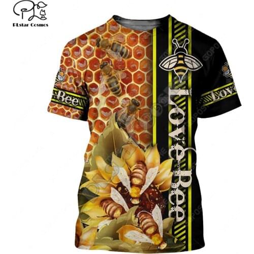 PLstar Cosmos Colorful Beautiful Honey Bees 3D Printed T-shirt Harajuku Streetwear Men For Women Short Sleeve Drop Shipping B29