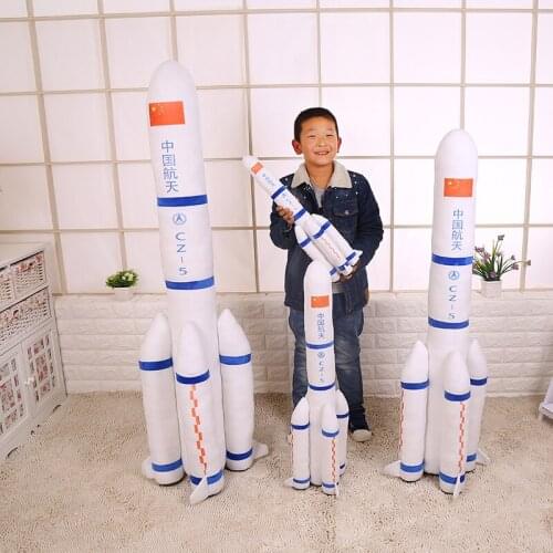Creative Rocket Plush Toy Space Launcher Satellite Doll Model Kids Gift 50cm