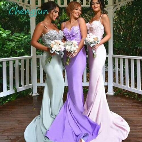 Chengjun Sweetheart Lace Lilac Wedding Guest Dresses Mermaid Bridesmaids Dresses For Women