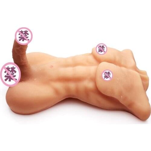 Tpe Real male mannequin Half body solid skeleton silicone doll sex inverted buttock jewelry cloth underpants Masturbator B046