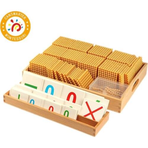 Montessori Materials Children Wooden Toys Math Toys Plastic Beads Number Practice Complete Golden Bead Toys MA164