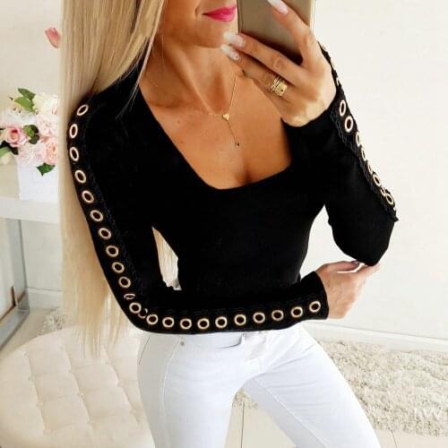 2020 Fashion Trend Sexy Women Ring Long Sleeve Sexy Ladies Bodycon Casual Top Tee Autumn Winter New Solid Skinny Simple T-shirts