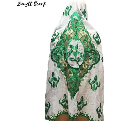 Muslim Fashion Women Headscarf Turkish Dubai Arabic Indian African Scarf Embroidery Desgin Big Cotton Scarves For Shawls BF-129