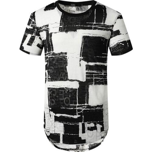 Mens Hipster T Shirts Hip Hop Soft Longline Tee 2022 Fashion Print Short Sleeve T Shirt Men Casual Streetwear Clothing Camisetas