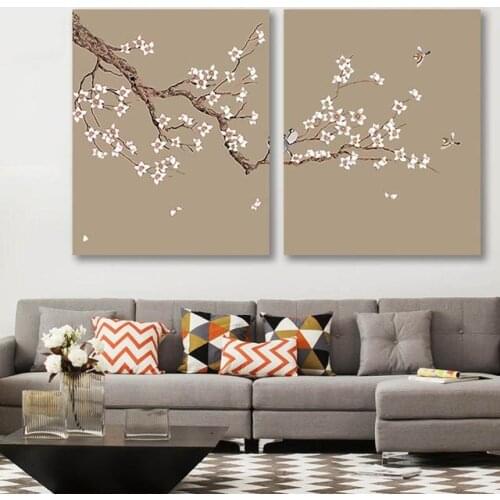 DIY colorings pictures by numbers with colors Apricot flower picture drawing painting by numbers framed Home decor Two pieces