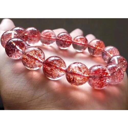 Genuine Natural Red Super 7 Lepidocrocite Quartz Women Man 13.2mm Round Beads Stretch Bracelet AAAAA Certificate