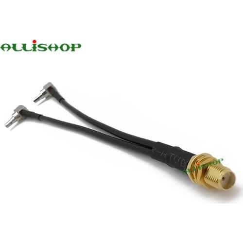 SMA -CRC9 Adapter SMA Female to Y Type 2 X CRC9 Male Angle Connector Splitter Combiner Pigtail Cable RG174 RF Wire