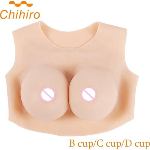 Chihiro Realistic Silicone Breast Forms Fake Boobs Tits Meme Enhancer Low Collar Forms for Crossdresser Drag Queen Shemale