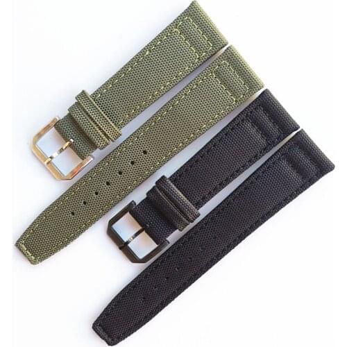 20mm 21mm 22mm Green Black Nylon Genuine Leather Watch Strap Watchbands For IWC PORTUGIESER CHRONOGRA Mark Bracelet Belt