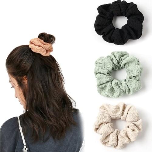 1PC 2020 Women Pleated Elegant Elastic Hair Bands Ponytail Holder Scrunchies Tie Hair Rubber Band Headband Lady Hair Accessories