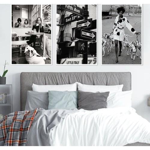 Vogue Black and White Poster Hd Photography Pictures Fashion Road Sign Beauty Girl Coffee Art Canvas Painting Home Decor Bedroom