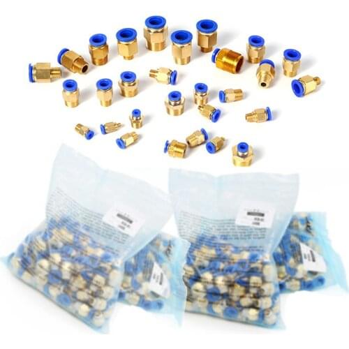 100PCS pneumatic cylinder connector 4 mm hose 1/4 "BSP 1/2" 1/8 "3/8" male threaded air pipe connector quick connector