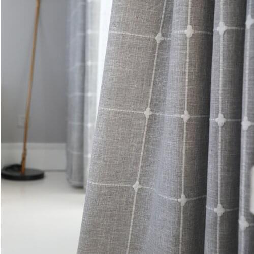 Customized Modern Minimalist Curtain for Living Room Dining Room Bedroom Wild Linen Lattice Embroidered Curtains