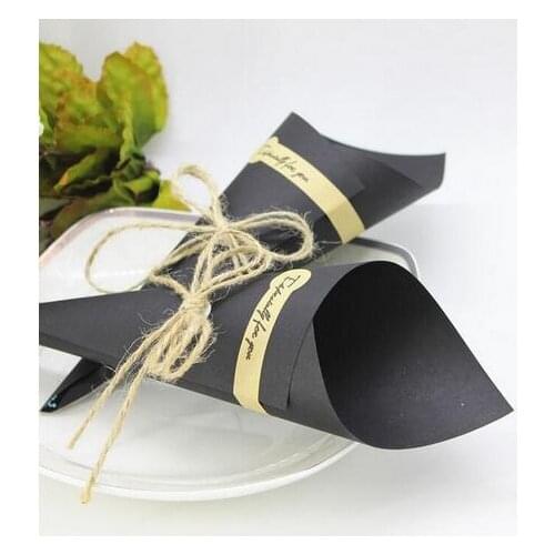 Wedding Favors Flower Cones Holder Ice Cream Style DIY Brown/Black Kraft Paper Candy Boxes gift box Party Wedding Decor 100pcs