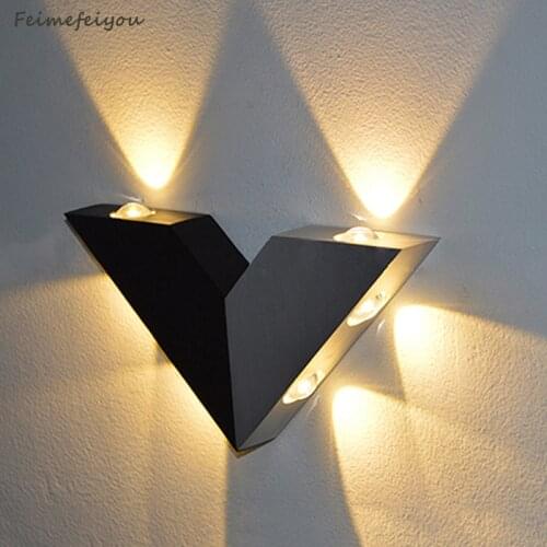 Led v-shaped lamp creative aluminum wall lamp corridor aisle bedside lamp bedroom hotel guest room ktv bar decoration lamp