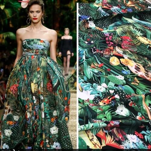 Spring and summer designer fabric by the yard european sewing fabric tropical rain forest animal pattern digital printing fabric