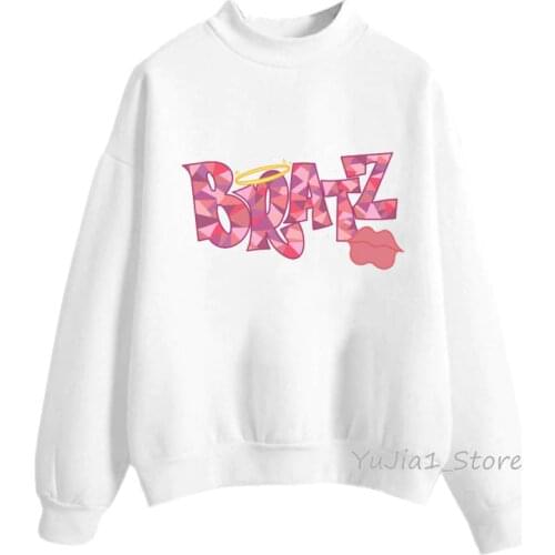 Love BRATZ Pink lips print jumper women clothes 2020 vogue graphic hoodies women harajuku sudadera mujer long-sleeved tracksuit