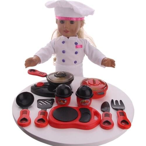 ZWSISU Kitchen Cooking Accessories Kitchenware Chef Clothes Set Fits 18 Inch American Doll Accessories