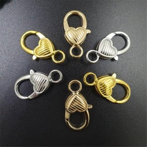 100pcs 26.5*13.5mm Love Shaped Lobster Clasp Necklace Bracelet Hook Fings Bails for Pendant DIY Jewelry Finding