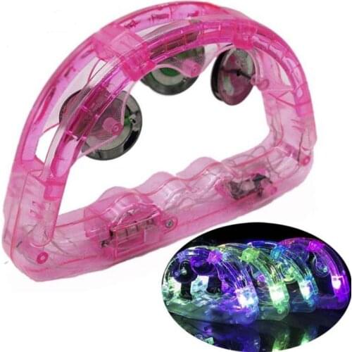 100pcs/lot Colorful LED Flashing Baby Rattle Hand Bell Light Up LED Tambourine Luminous Toys Bar KTV Party Cheering Prop SN3064