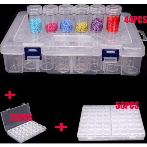 128 bottles Diamond Embroidery Box Diamond Painting Cross Stitch Tools Accessory boxes Case Useful Storage Boxes