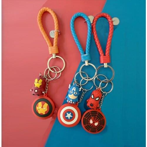 3D Cartoon PVC Marvel Avengers Keychains Superhero Iron Man Spider Man Key ring Kids Schoolbag Pendant Gift