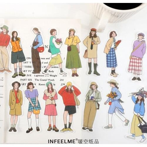 40pcs/lot Lovely Girls Washi Stickers Cute DIY Album Diary Journal Stickers Scrapbooking Material Decorative Craft Stickers