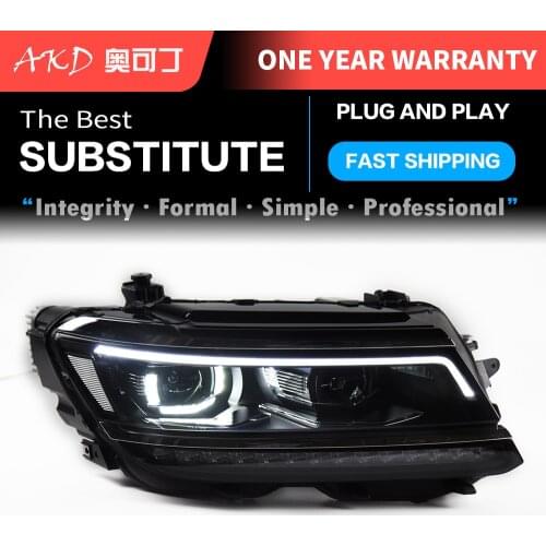 AKD tuning cars Headlight For VW Tiguan L 2017 2018 Headlights LED DRL Running lights Bi-Xenon Beam Fog lights angel eyes Auto
