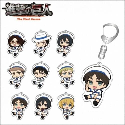 Anime Attack on Titan Eren Jager Mikasa Ackerman Acrylic Keychain Pendant Bag Charm Keyring Decor Sailor Suit Series Xmas Gift