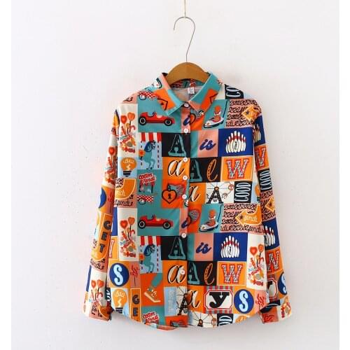 2020 Spring summer harajuku streetwear Women Blouses Long Sleeve Shirt Camisas Femininas Female Tops printing Shirt