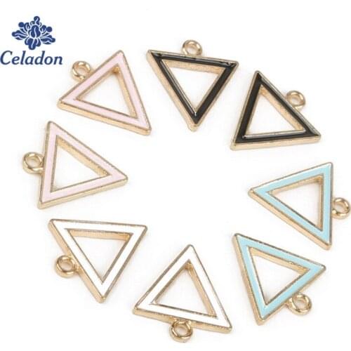 Factory 30-36pcs 15mm Zinc Alloy Drop Oil Triangle Shape Enamel Charms Pendant for DIY Handmade Earring Necklace Jewelry Making