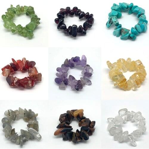 Boho Handmade Natural Stone Energy Rings Women Stretchy Fashion Jewelry Colorful Adjustable Crystal Wedding Party Ring